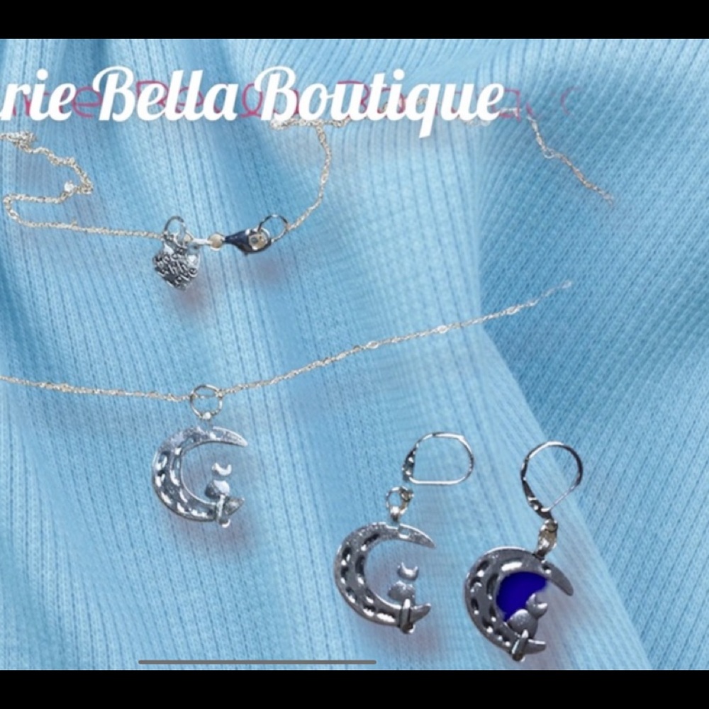 Cat Necklace And Earring Set